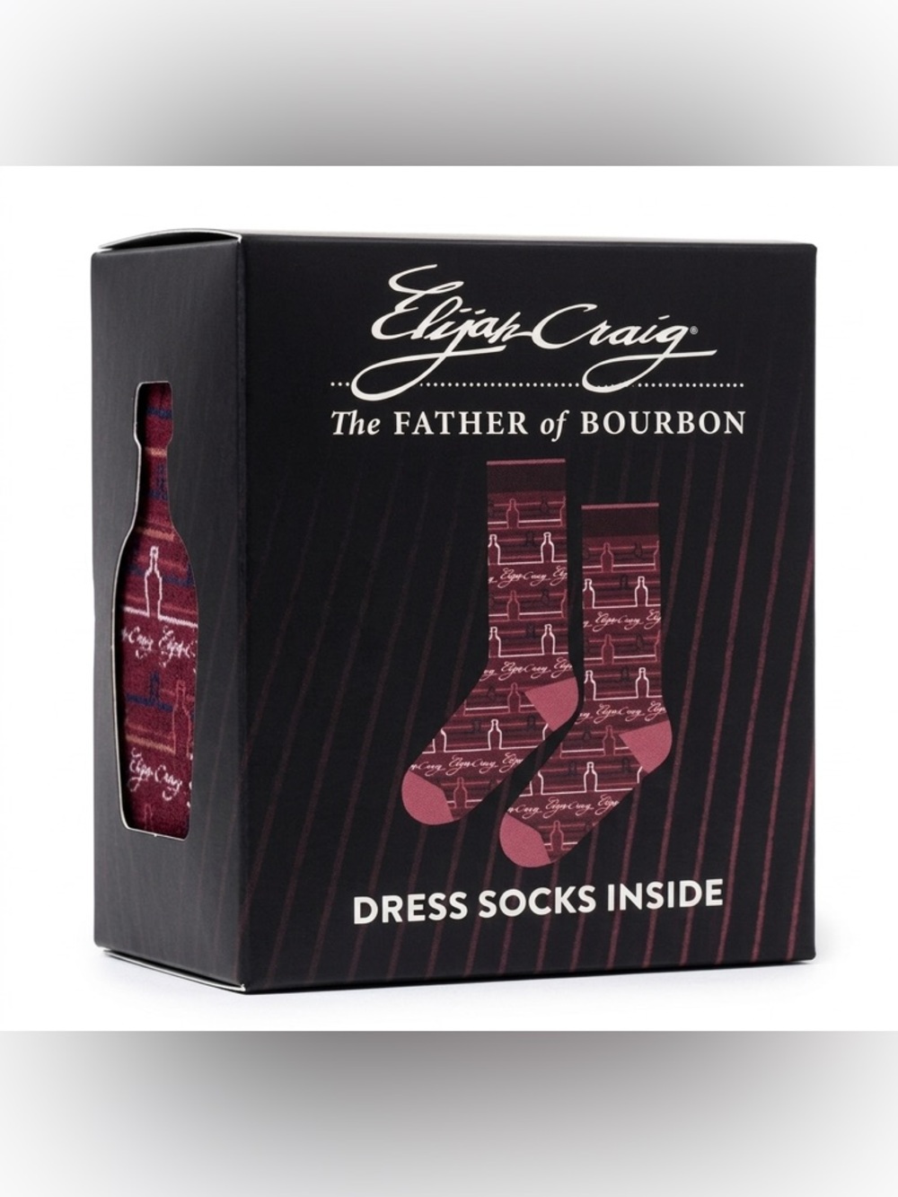 Elijah Craig Bourbon Men’s Dress Socks Novelty Whiskey Bottle Pattern Gift NIB